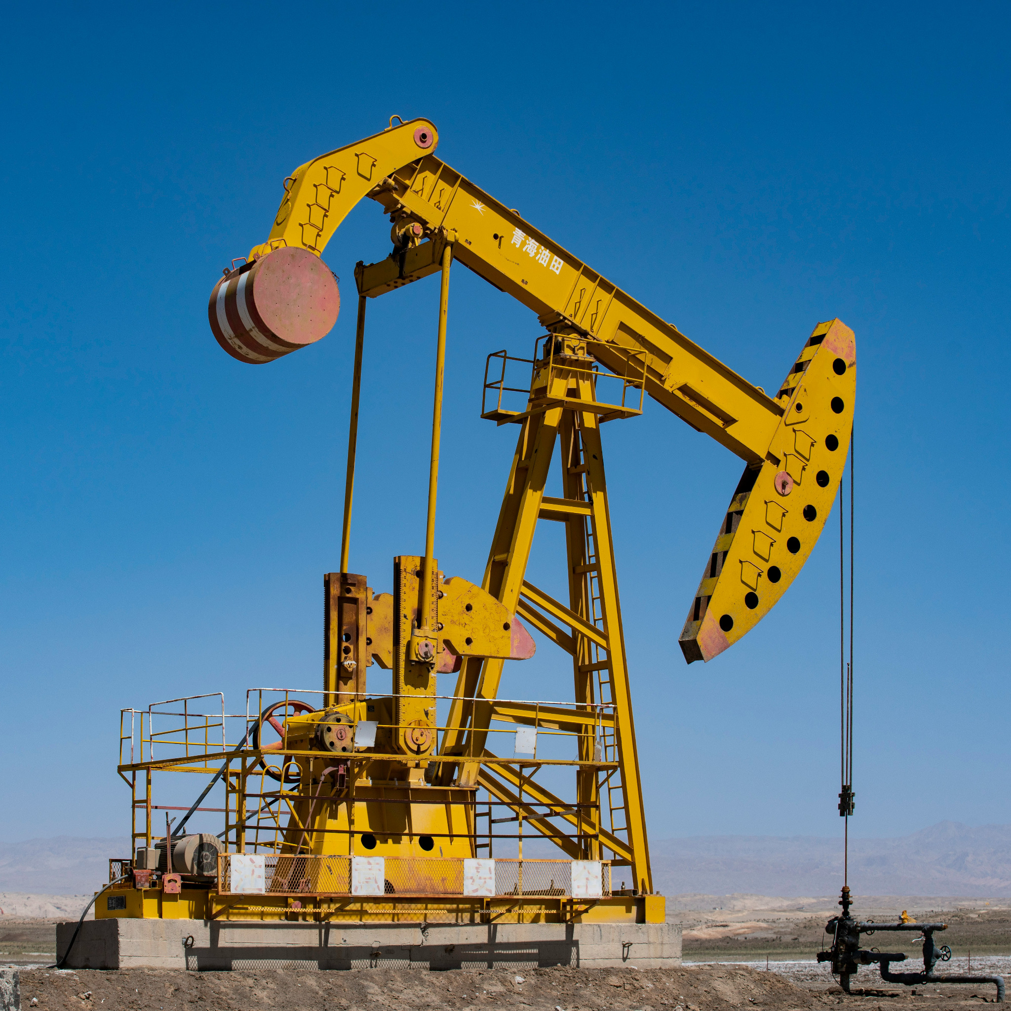 Oil production equipment operating in the field
