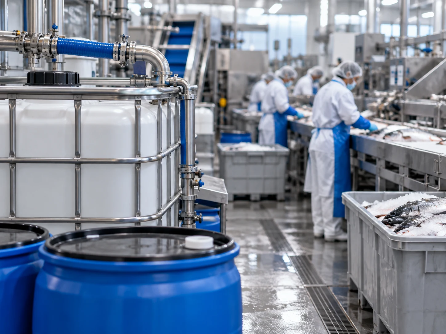 Fish-processing facility and chemical storage equipment