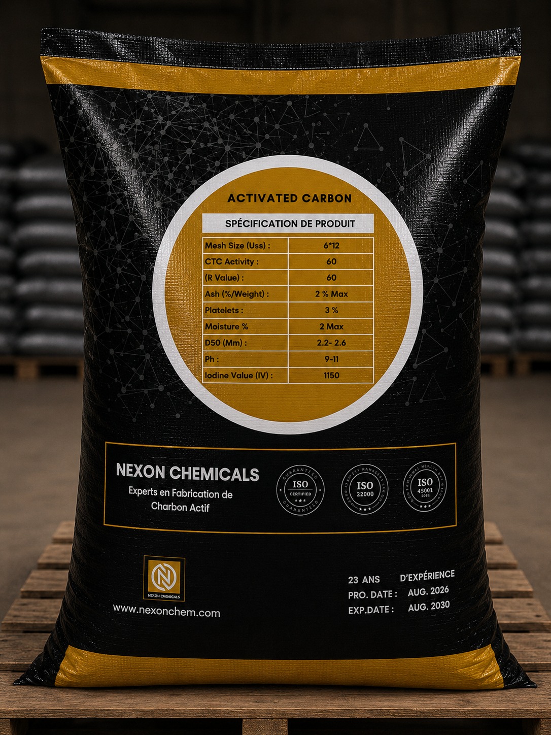Back of NEXON CARBON® Gold Grade 6 by 12 packaging